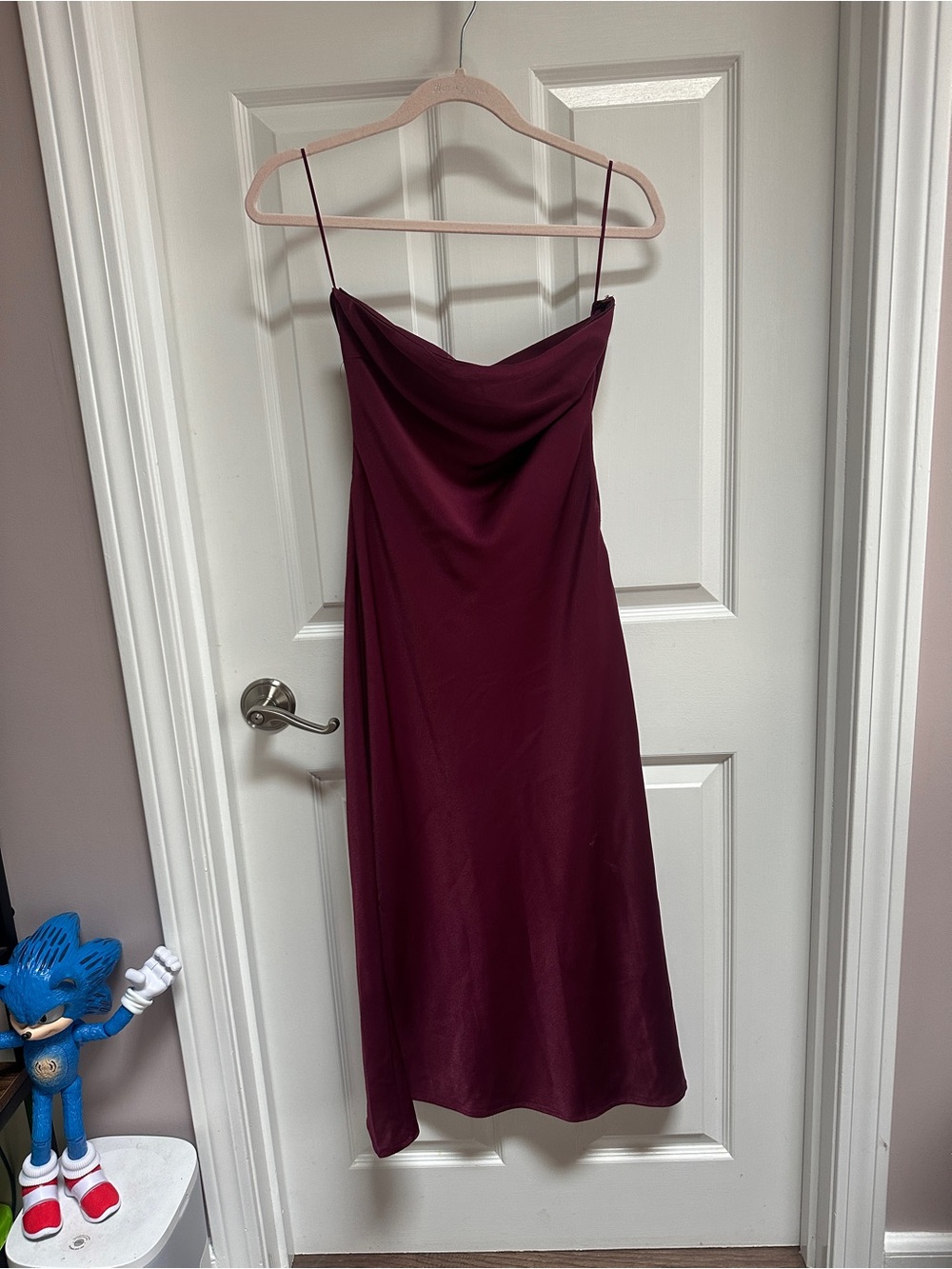 Women’s Burgundy Slip Dress with Cowl Neck
